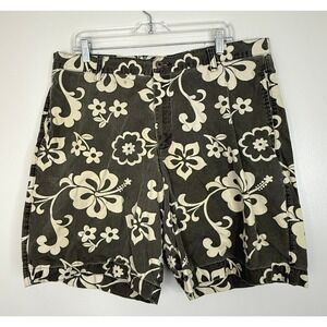 Islander Men's Floral Hawaiian Tropical Casual Shorts Size 38 Green Cruise